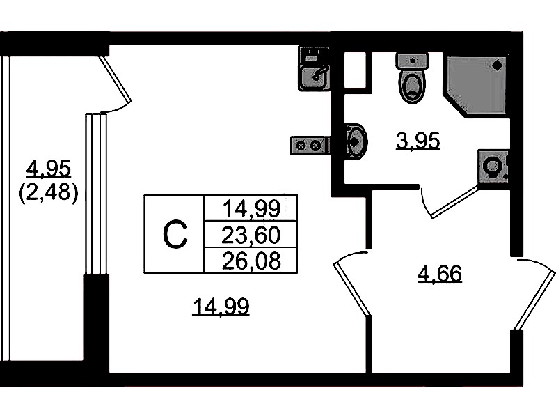Квартира студия 26.08 м², 2/10 эт., ЖК «UP! Квартал Новый Московский»